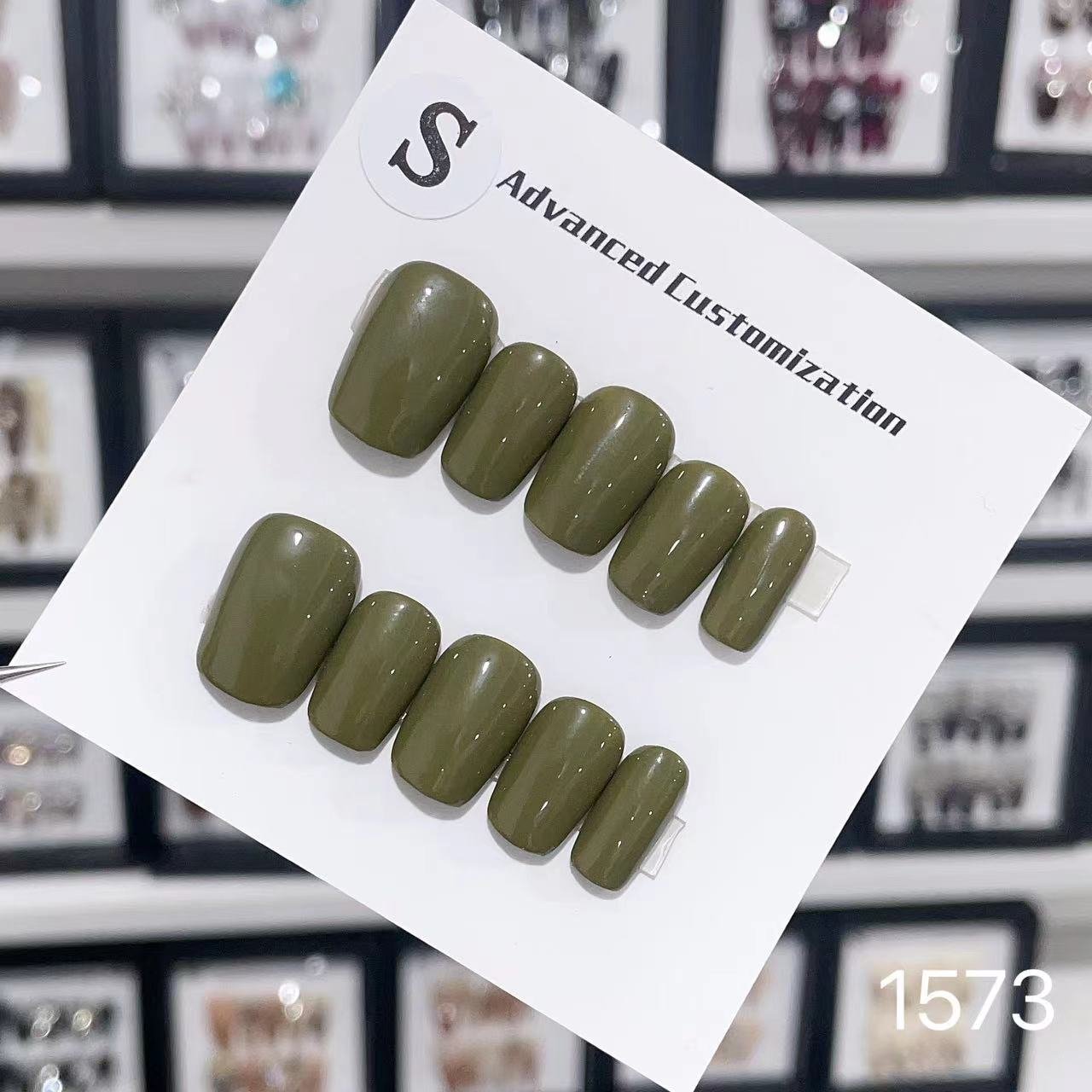 1573# olive green short